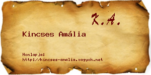 Kincses Amália névjegykártya